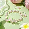 Flower Glass & Acrylic Braided Bead Adjustable Bracelets for Women BJEW-JB10446-05-2