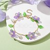 Acrylic Flower & Glass Pearl Charm Bracelets BJEW-JB10054-03-2