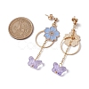 Golden Alloy Enamel Flower Dangle Stud Earrings EJEW-JE05713-3