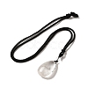 Natural Quartz Crystal Nuggets Pendant Necklace with Polyester Cord for Women G-H285-05B-2