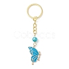 5 Pairs 5 Colors Butterfly Alloy Enamel Keychains KEYC-JKC00712-5