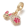 Rack Plating Alloy Hot Pink Enamel European Dangle Charms PALLOY-A009-19P-2