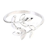 304 Stainless Steel Leaf Cuff Rings X-STAS-H142-01P-1