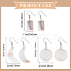 ANATTASOUL 3 Pairs 3 Style Flat Round & Moon & Rectangle Acrylic Imitation Shell Dangle Earrings EJEW-AN0002-94-2