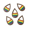 Rainbow/Pride Flag Theme Single Face Printed Aspen Wood Big Pendants WOOD-G014-02B-1