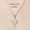 Non-Tarnish 201 Stainless Steel Hollow Star Pendant Necklace NJEW-OY001-88-3