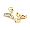 Brass Micro Pave Clear Cubic Zirconia Charms KK-Z044-14C-2