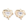 Brass Pave Clear Cubic Zirconia Pendants KK-N232-478LG-2