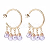 C-shape with Glass Beads Dangle Stud Earrings EJEW-JE04827-3