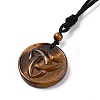 Adjustable Natural Mixed Gemstone Sailor's Knot Pendant Necklace with Nylon Cord for Women NJEW-L171-02-4