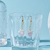 Round Natural Kunzite & Shell Pearl Beads Dangle Earring EJEW-TA00038-02-2