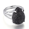 Adjustable Natural Lava Rock Finger Rings RJEW-F107-A10-3