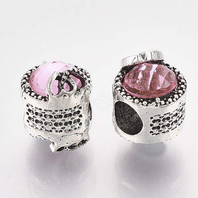 Antique Silver Plated Alloy European Beads MPDL-S067-13-1