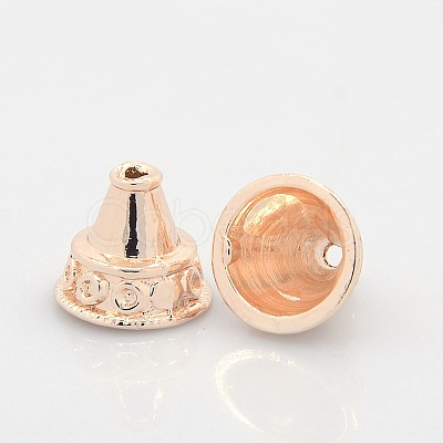 Nickel Free & Lead Free Rose Gold Alloy Bead Cones PALLOY-J471-49RG-FF-1