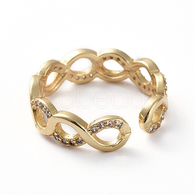 Brass Micro Pave Cubic Zirconia Cuff Rings X-RJEW-G096-14G-1