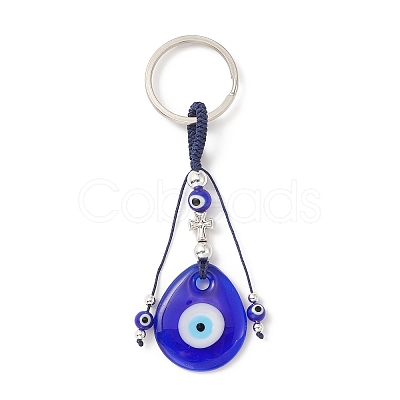 Handmade Lampwork Turkish Blue Evil Eye Pendant Keychain KEYC-JKC00497-1