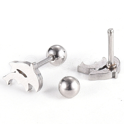 Tarnish Resistant 201 Stainless Steel Barbell Cartilage Earrings EJEW-R147-42-1