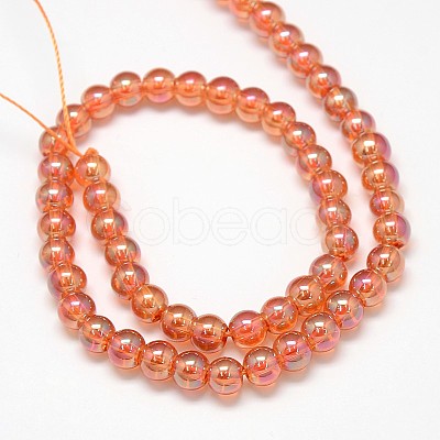 Electroplate Crystal Glass Round Beads Strands EGLA-F037-6mm-A07-1