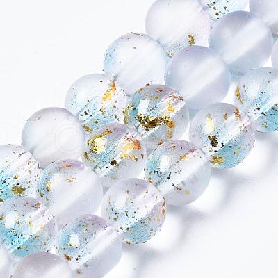 Frosted Spray Painted Glass Beads Strands X-GLAA-N035-03C-C07-1