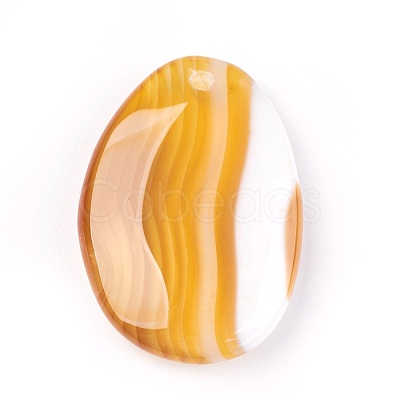 Natural Striped Agate Pendants G-P381-C-1