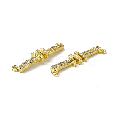 Rack Plating Brass Micro Pave Clear Cubic Zirconia Connector Charms KK-C007-37G-W-1