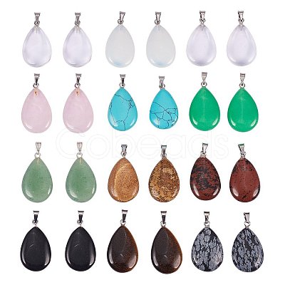 Drop Gemstone Pendants G-PH0026-08-1