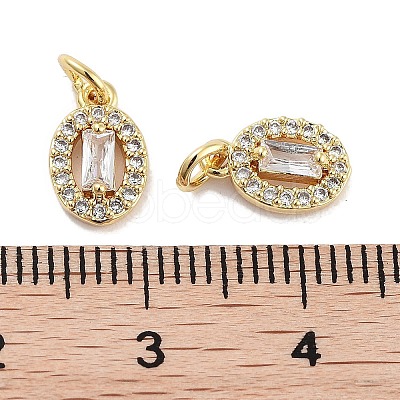 Brass Micro Pave Cubic Zirconia Charms KK-C051-04G-04-1