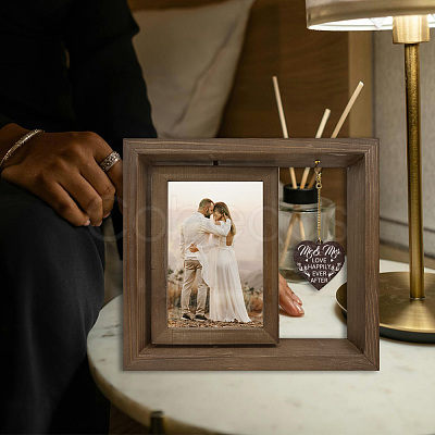 Wedding Double Sided Wooden Rotating Photo Frames with DIY Word Heart Charm DJEW-WH0076-003-1