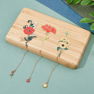 SUPERFINDINGS 3Pcs 3 Styles Flower Enamel Bookmark AJEW-FH0004-52-1