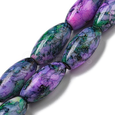 Baking Painted Glass Beads Strands DGLA-S115-22x10-S17-1