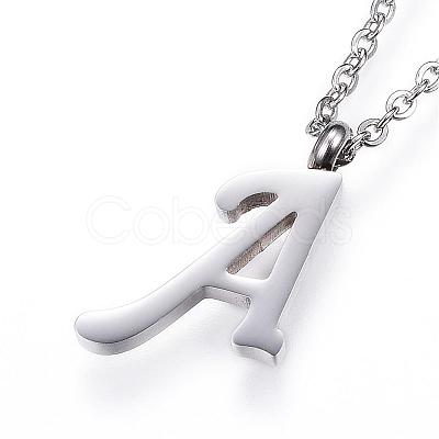 Non-Tarnish 304 Stainless Steel Initial Pendant Necklaces NJEW-P151-A-P-1