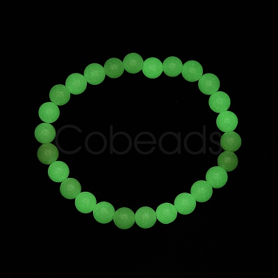 Noctilucent Stone/Synthetic Luminous Stone Beads Stretch Bracelets BJEW-JB06619-1