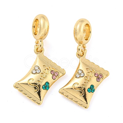 Rack Plating Alloy Pave Rhinestone Sweet Candy European Dangle Charms FIND-B034-04G-1