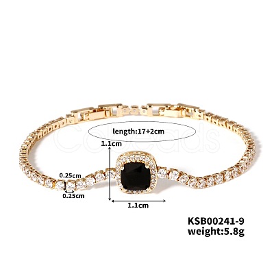 Elegant and Versatile Square Brass Cubic Zirconia Bracelets for European and American Fashion FS6985-3-1