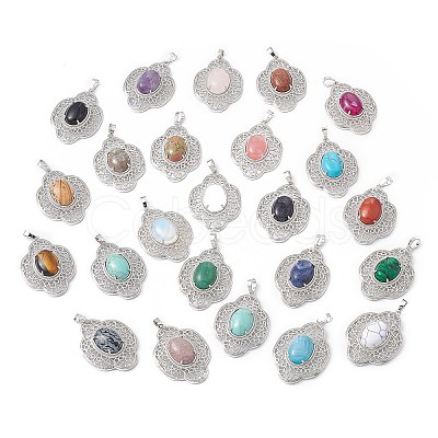 Natural & Synthetic Mixed Gemstone Pendants G-P492-01P-1