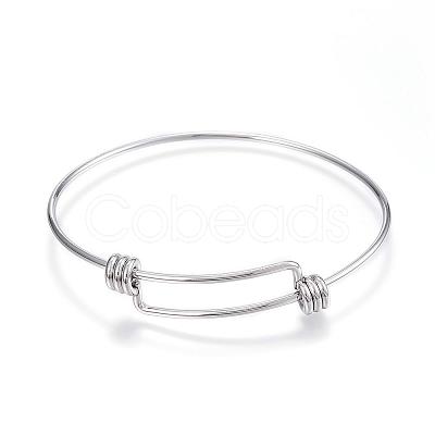 Tarnish Resistant Adjustable 304 Stainless Steel Expandable Bangle Making BJEW-G546-01P-1