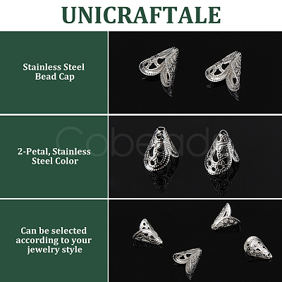 Unicraftale 200PCS 304 Stainless Steel Bead Cap STAS-UN0053-20-1