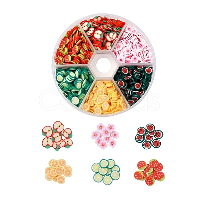 1800Pcs 6 Style Fruit Theme Handmade Polymer Clay Nail Art Decoration CLAY-YW0001-23-1