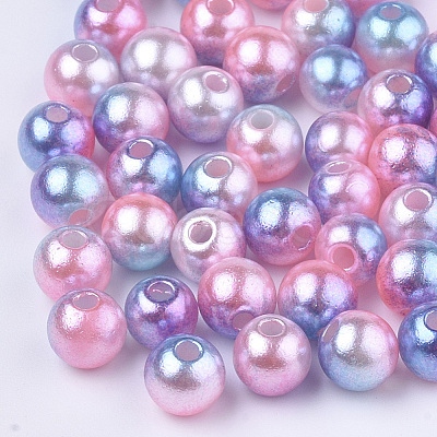 Rainbow ABS Plastic Imitation Pearl Beads OACR-Q174-4mm-13-1