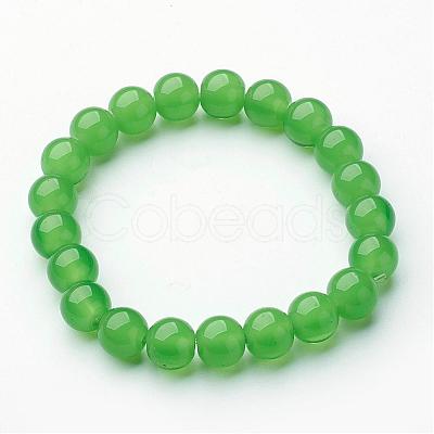 Round Glass Stretch Bracelets BJEW-F235-04-1