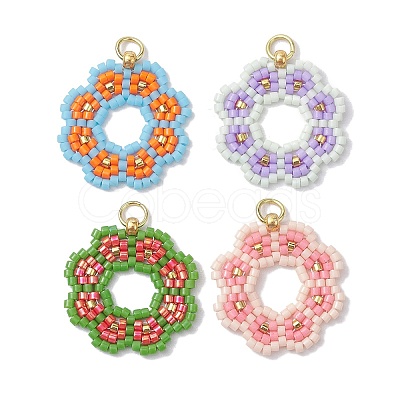 Handmade Seed Beads Pendants PALLOY-MZ00205-1