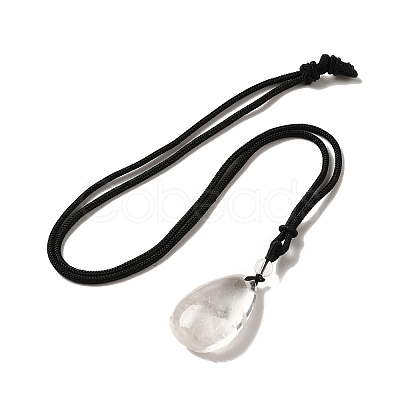 Natural Quartz Crystal Nuggets Pendant Necklace with Polyester Cord for Women G-H285-05B-1