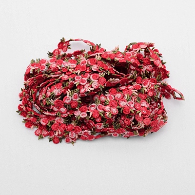 Flower Polyester Trim Ribbon X-OCOR-WH0057-18F-1