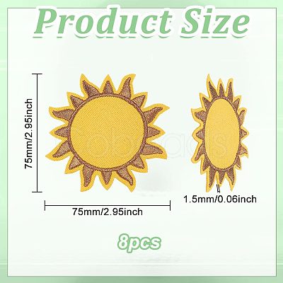 8Pcs Sun Polyester Cloth Embroidery Sew on Appliques PATC-FG0001-88-1