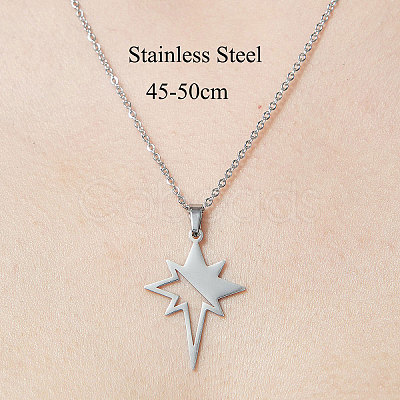 Non-Tarnish 201 Stainless Steel Hollow Star Pendant Necklace NJEW-OY001-88-1