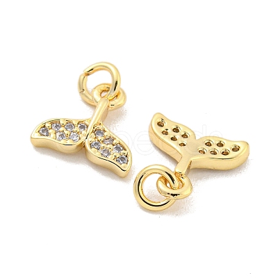 Brass Micro Pave Clear Cubic Zirconia Charms KK-Z044-14C-1