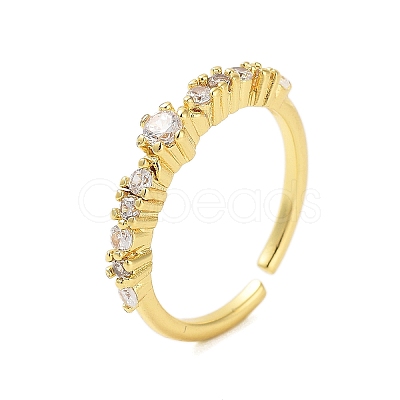 Brass Pave Cubic Zirconia Cuff Rings RJEW-U012-03G-02-1