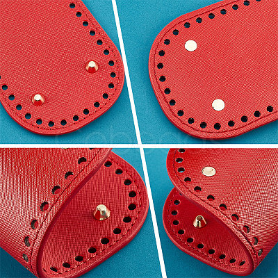 PandaHall Elite 6Pcs 6 Style Flat Round PU Leather Knitting Crochet Bags Nail Bottom Shaper Pad DIY-PH0021-06B-1