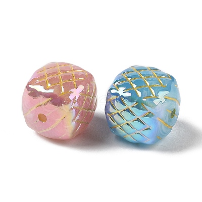 Metal Enlaced Acrylic Beads OACR-G035-11-1