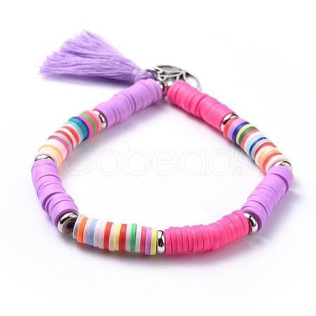Cotton Thread Tassel Charm Bracelets BJEW-JB04448-01-1